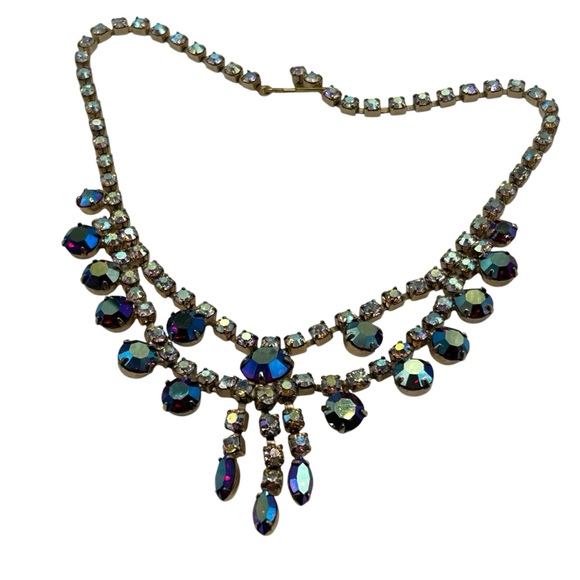 Sparkling Vintage Red AB Rhinestone Fringe Adjustable Necklace - Picture 3 of 5